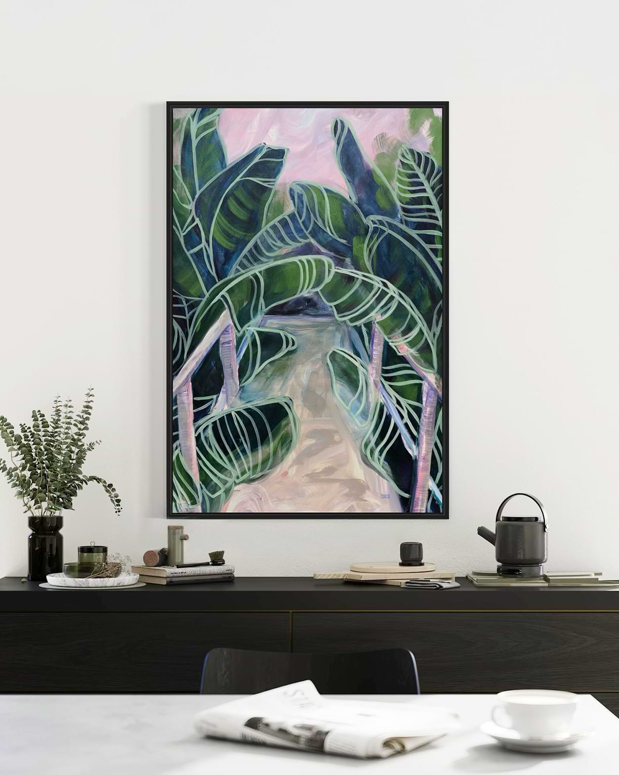 large-scale canvas art Giclée print#wood-frame_black